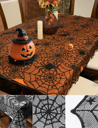 Black Lace Spider Web Table Runners for Halloween Decor