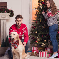 Festive Plaid Dog Christmas Scarves for Medium and Large Dogs