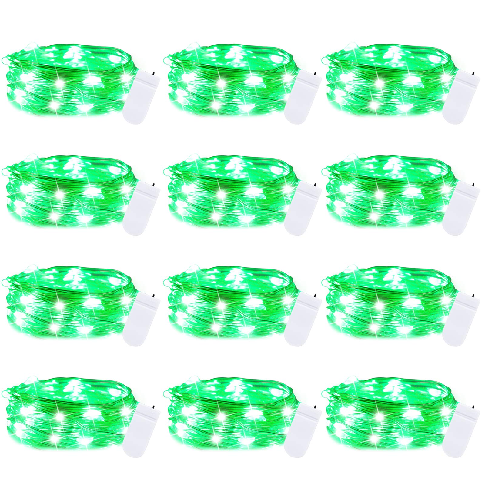 Brightown 12 Pack LED Fairy Lights Battery Operated String Lights - 7ft 20LED Waterproof Silver Wire Firefly Starry Moon Lights for DIY Crafts Wedding Table Centerpieces Party Bedroom Christmas