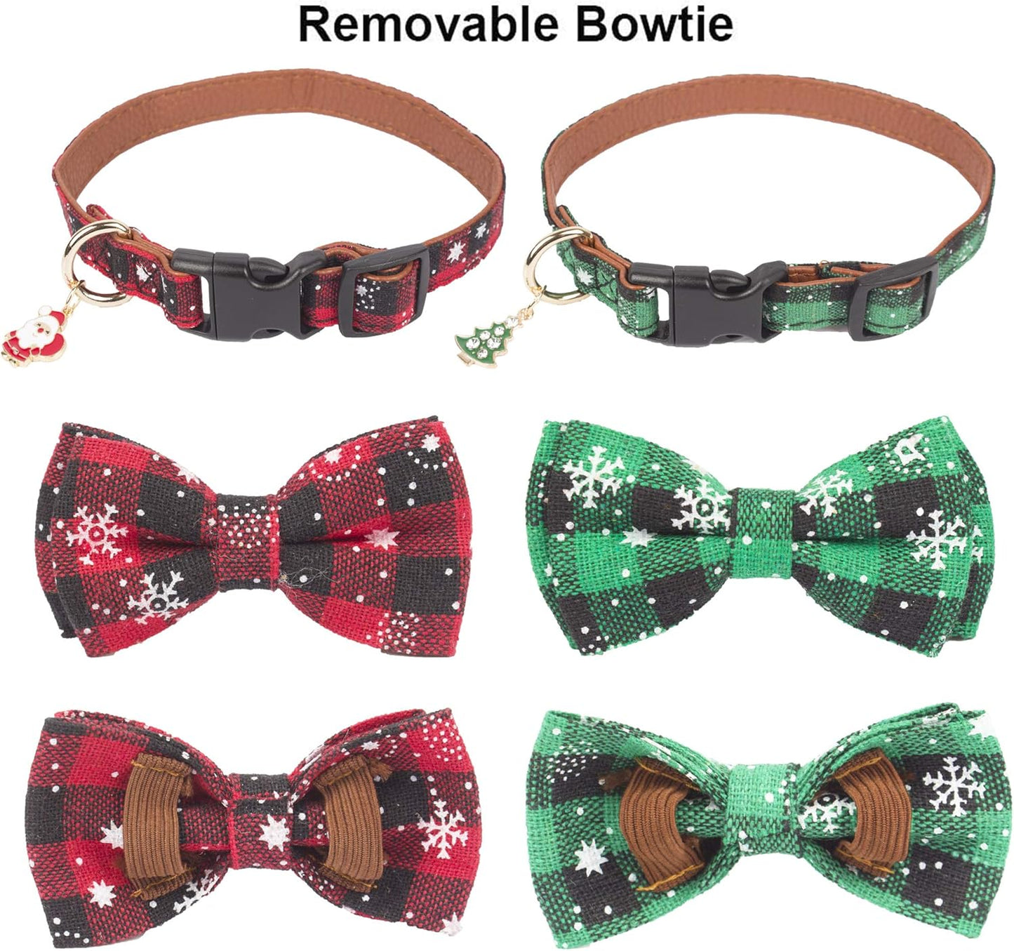ADOGGYGO Adjustable Dog Bowtie Collar Red Green Plaid