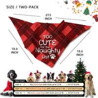Festive Plaid Dog Christmas Scarves for Medium and Large Dogs