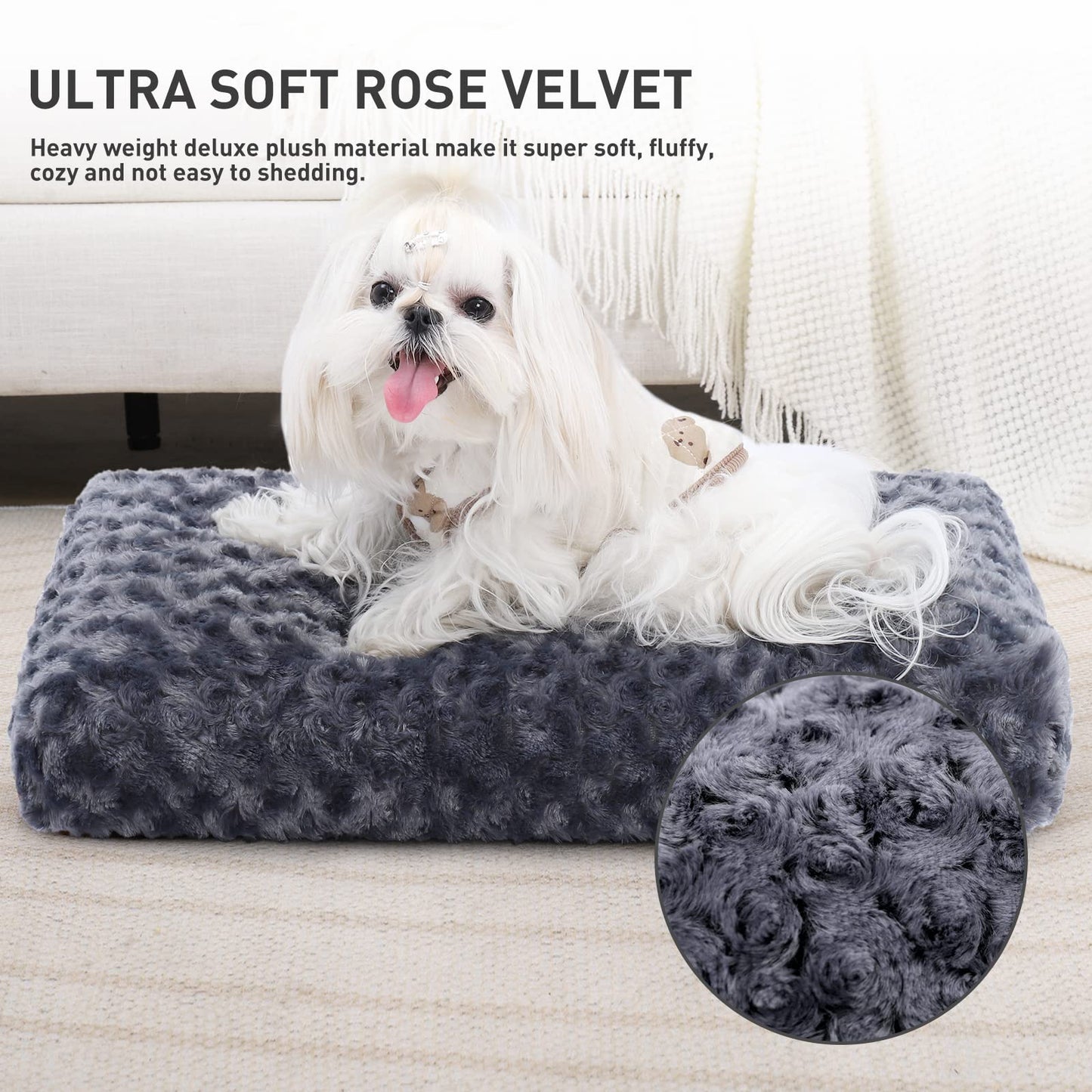KSIIA Washable  Plush Dog Crate Beds