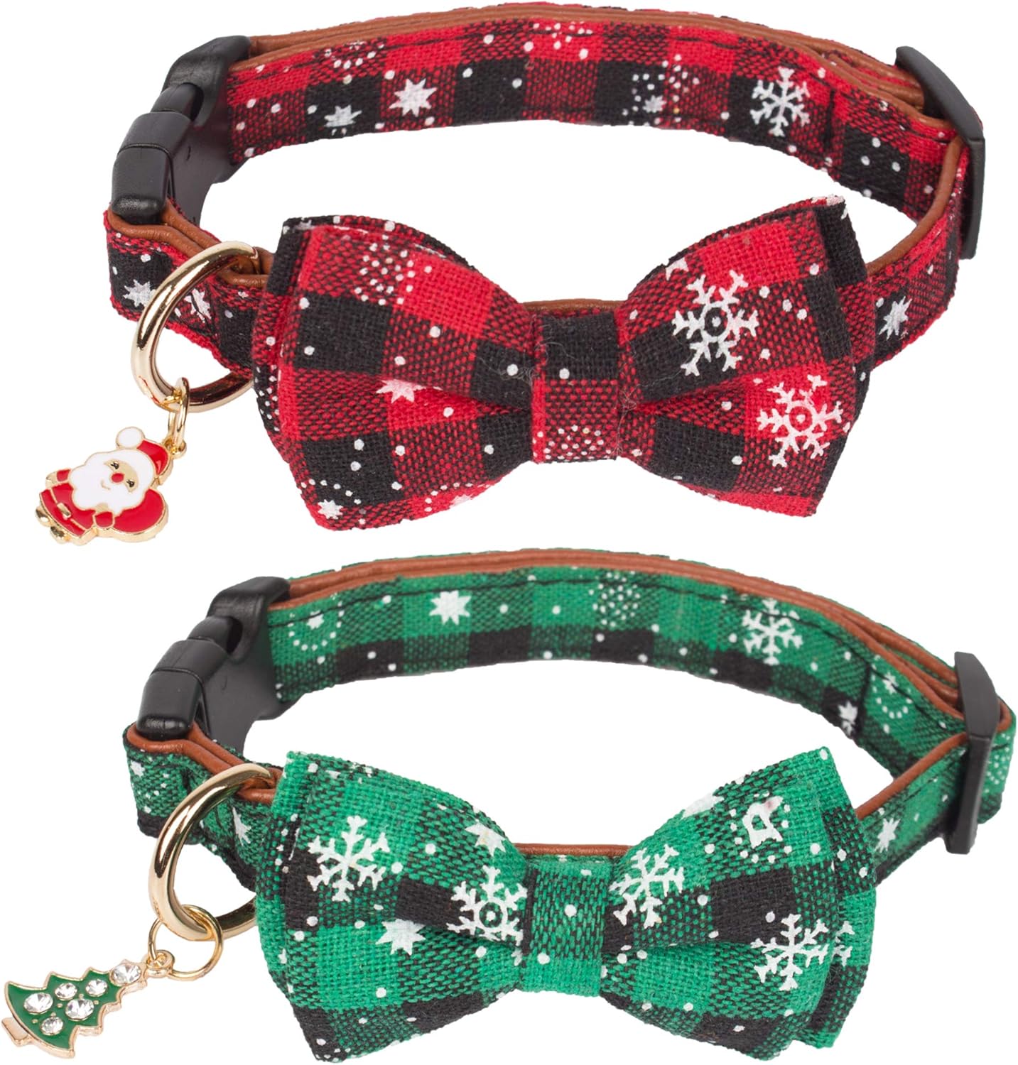 ADOGGYGO Adjustable Dog Bowtie Collar Red Green Plaid