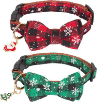 ADOGGYGO Adjustable Dog Bowtie Collar Red Green Plaid