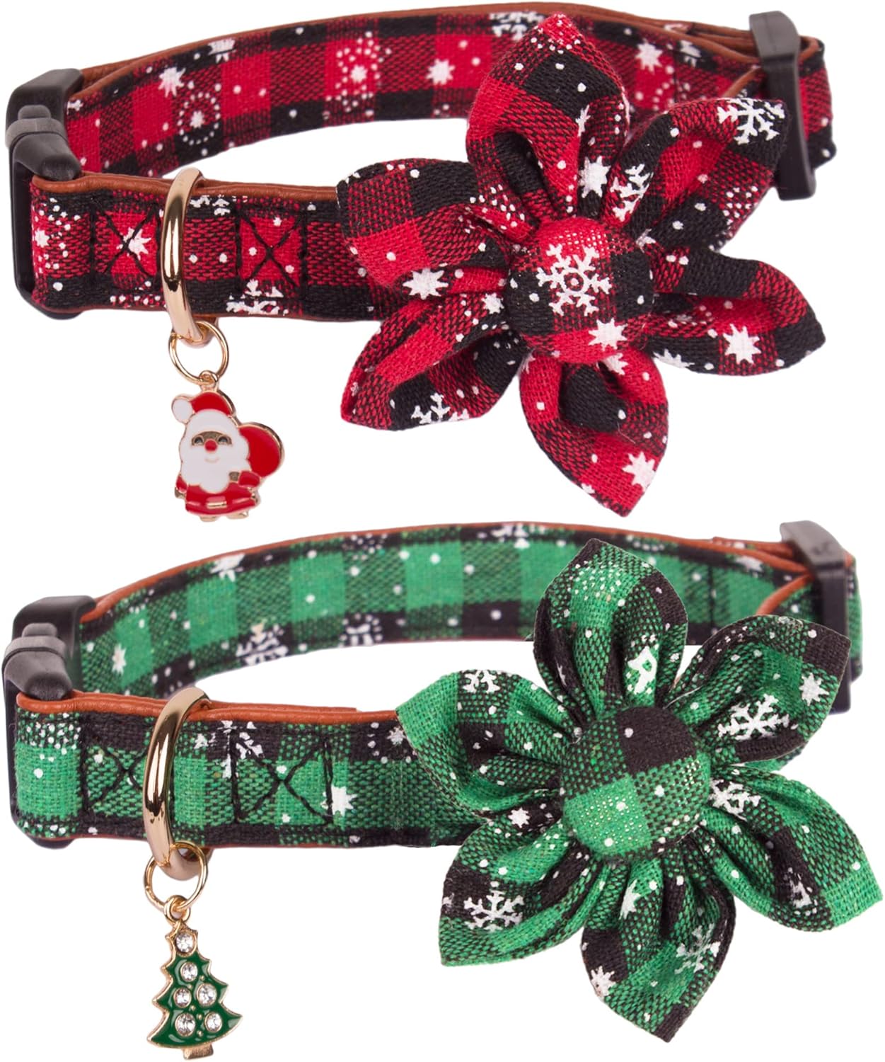 ADOGGYGO Adjustable Dog Bowtie Collar Red Green Plaid