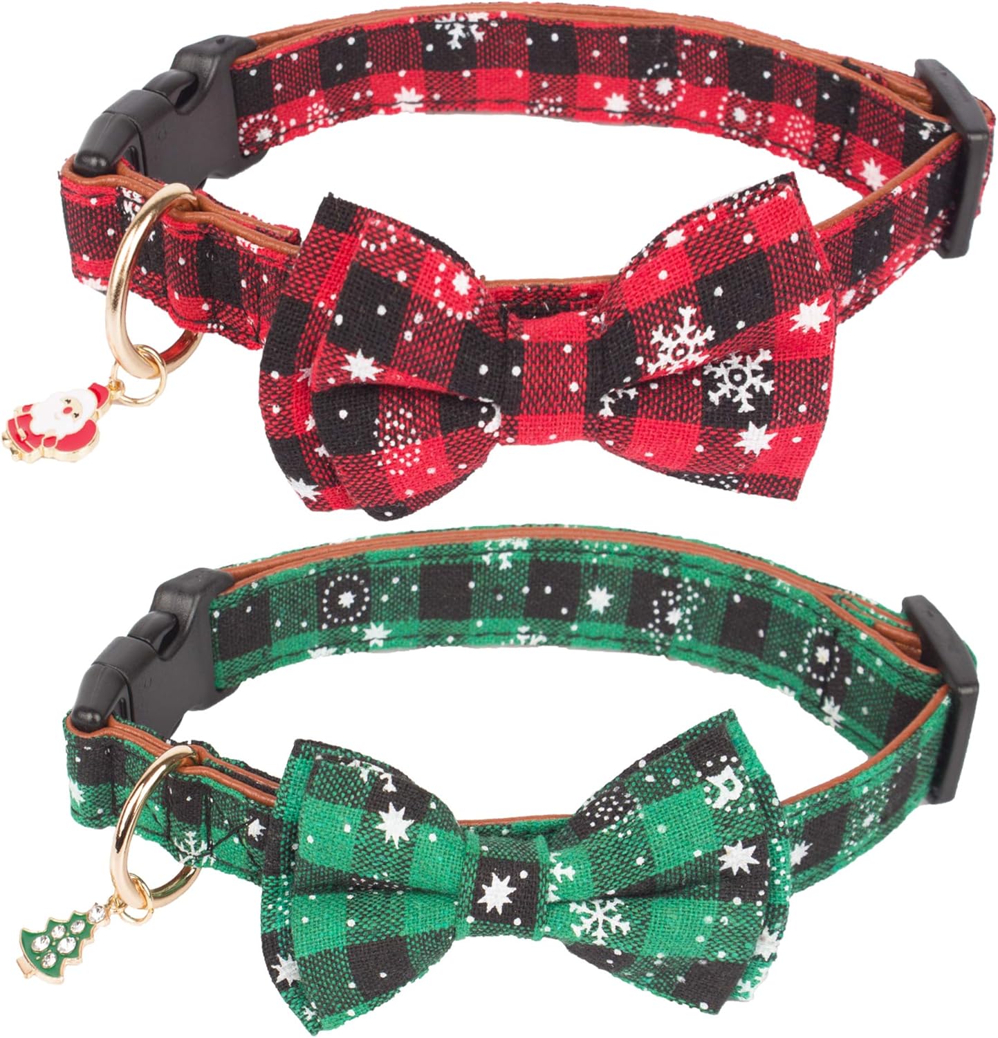 ADOGGYGO Adjustable Dog Bowtie Collar Red Green Plaid