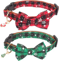 ADOGGYGO Adjustable Dog Bowtie Collar Red Green Plaid