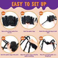 JOYIN 5ft Giant Halloween Spider – Large Black Spider for Outdoor Yard