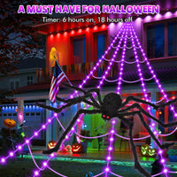 '200' Spider Web with 59' Giant Spider – Halloween Outdoor/Indoor Decor for Yard