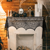 Black Lace Spider Web Table Runners for Halloween Decor
