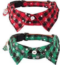 ADOGGYGO Adjustable Dog Bowtie Collar Red Green Plaid