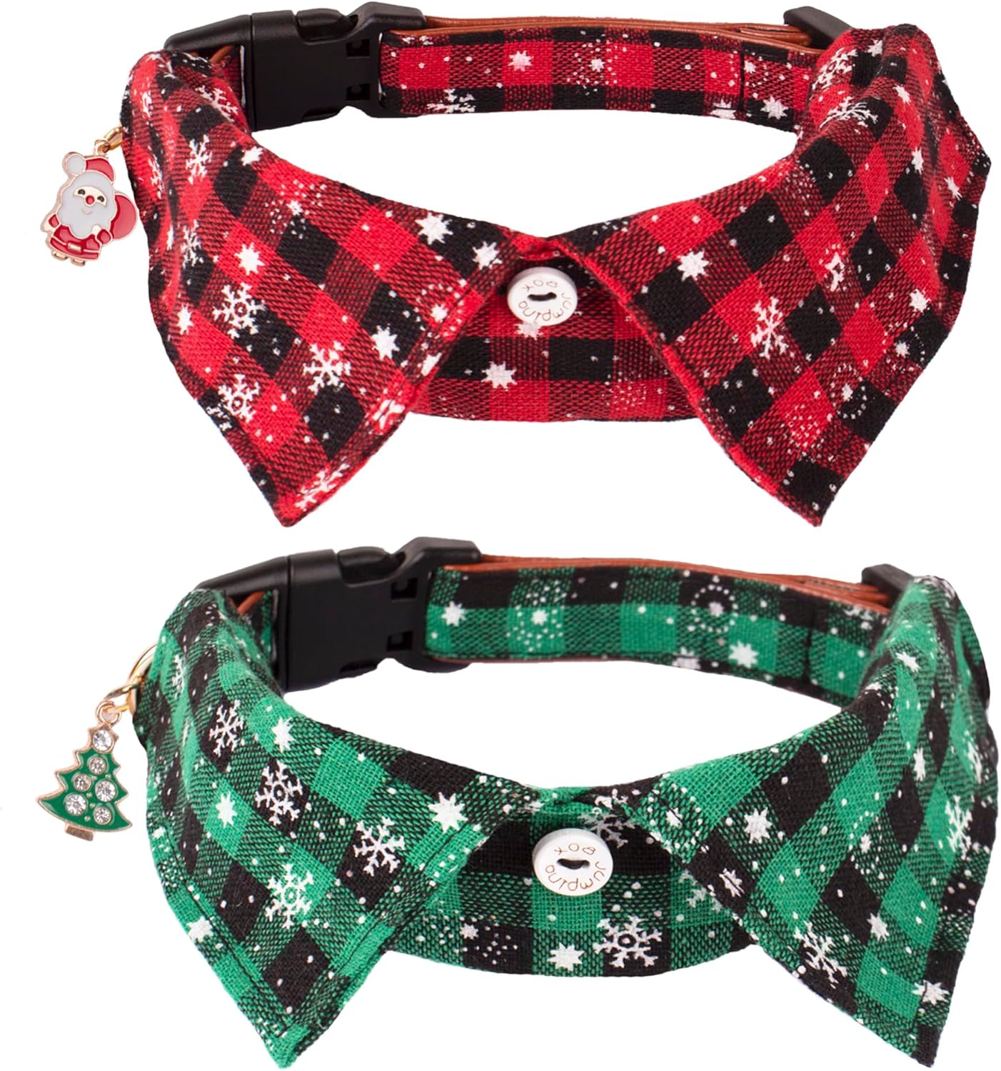 ADOGGYGO Adjustable Dog Bowtie Collar Red Green Plaid