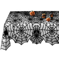 Black Lace Spider Web Table Runners for Halloween Decor