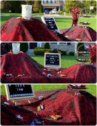 Black Lace Spider Web Table Runners for Halloween Decor