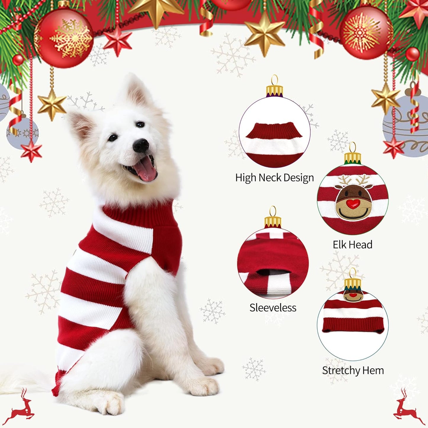 NACOCO Christmas Pet Sweater for Small Dogs and Cats