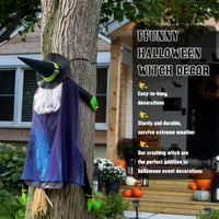 POPGIFTU 64" Large Crashing Witch into Tree Halloween Outdoor Decoration