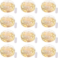 Brightown 12 Pack LED Fairy Lights Battery Operated String Lights - 7ft 20LED Waterproof Silver Wire Firefly Starry Moon Lights for DIY Crafts Wedding Table Centerpieces Party Bedroom Christmas