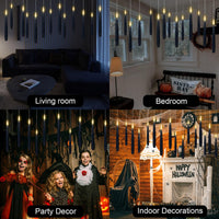 GenSwin Halloween Black Taper Flameless Candles with Ghost Hand Candlesticks