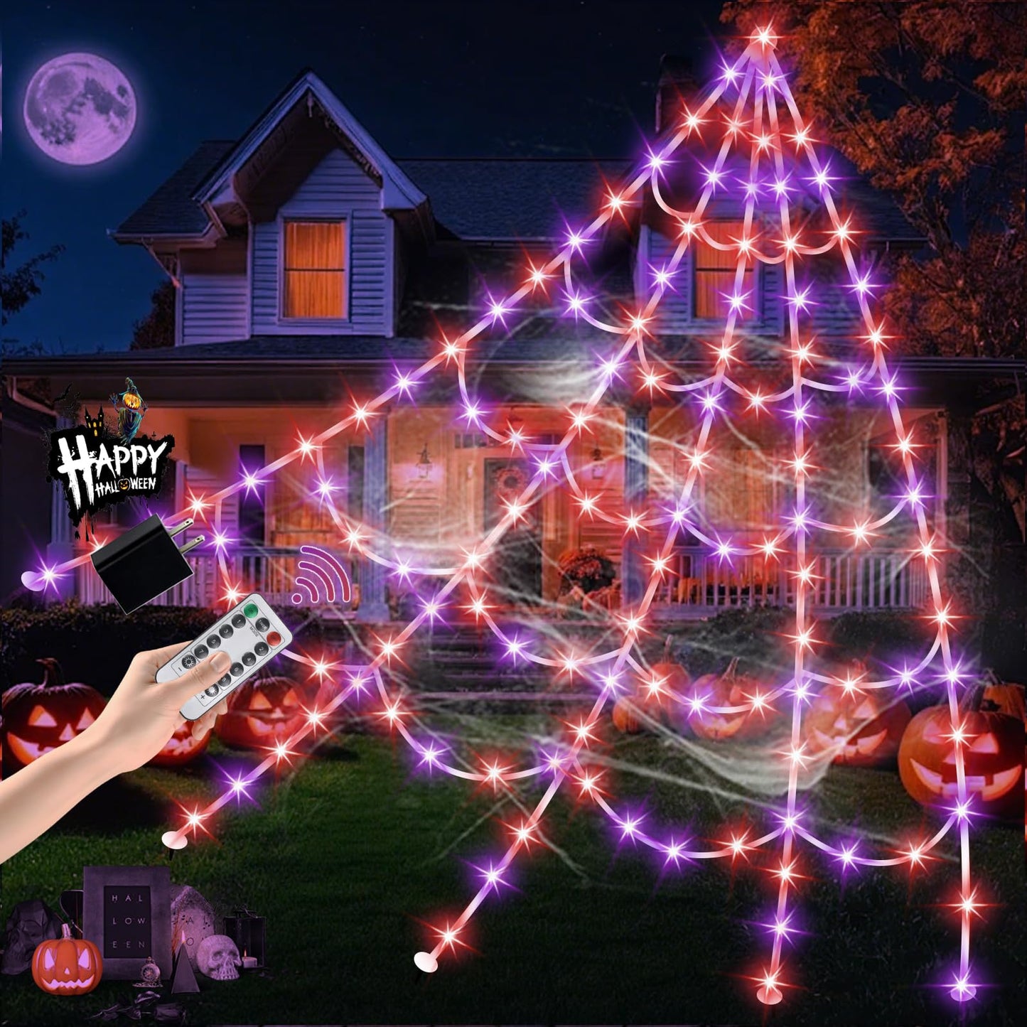 550 LED Halloween Spider Web Lights
