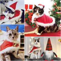 Pet Santa Hat and Red Cloak for Cats Dogs and Rabbits