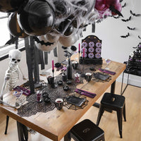 Black Lace Spider Web Table Runners for Halloween Decor