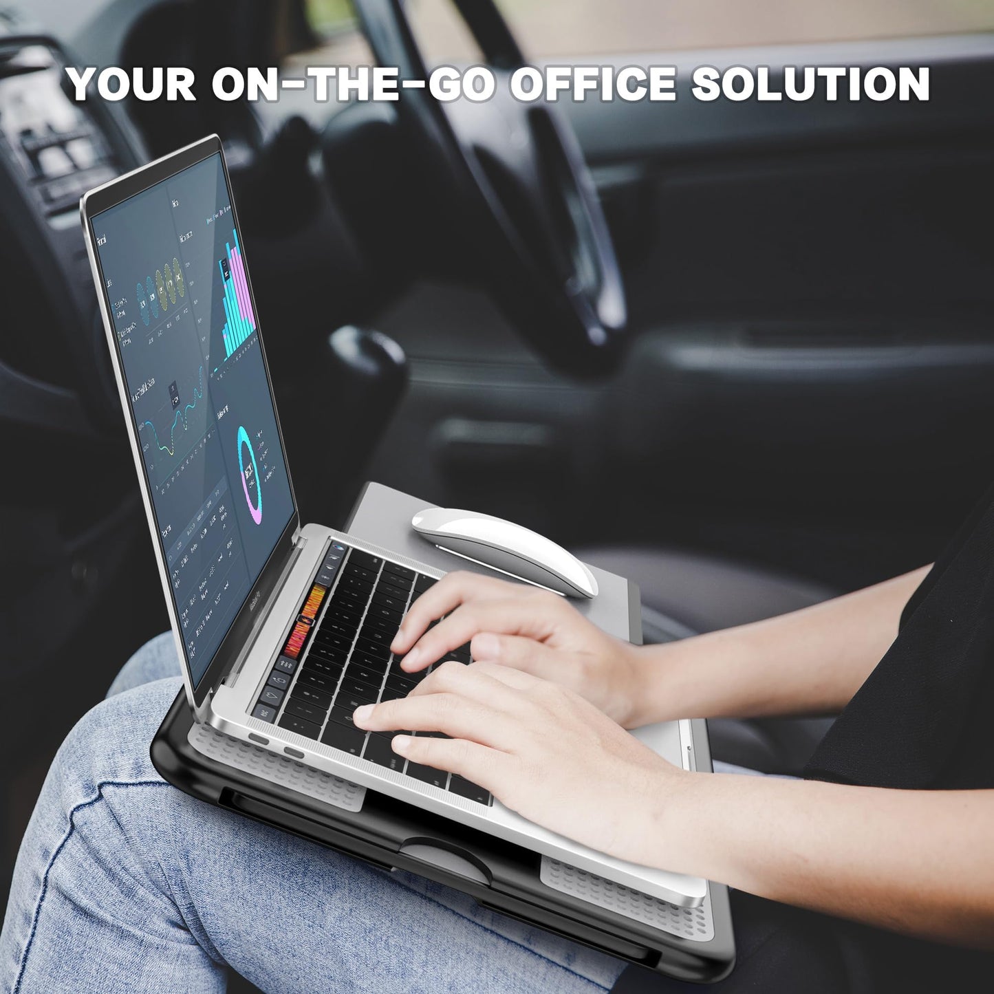 AboveTEK Portable Laptop Lap Desk w/Retractable Left/Right Mouse Pad Tray
