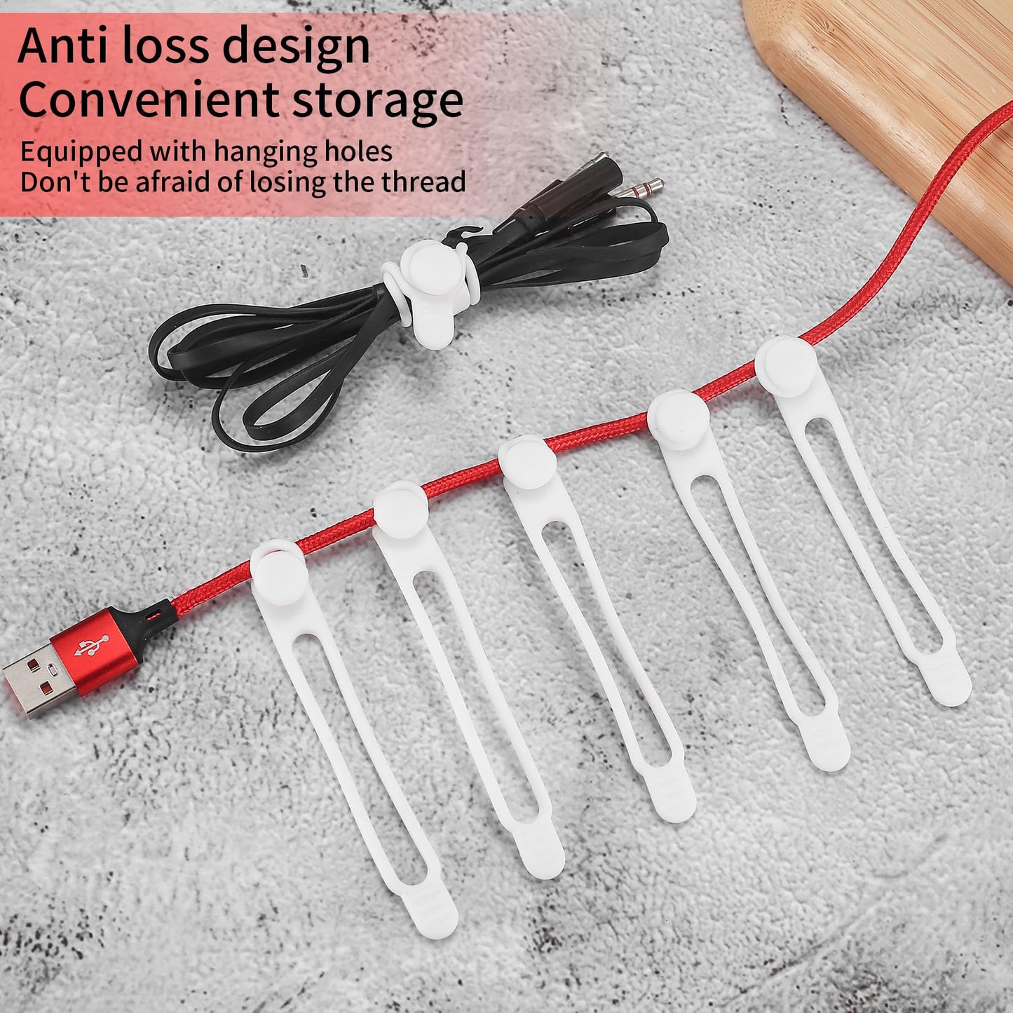 25 Pcs Silicone Cable Ties, Reusable Cable Straps Wire Organizer