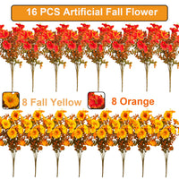 Grunyia 16 PCS Outdoor Fall Artificial Flower
