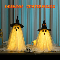 2-Pack Halloween Ghost Decorations with Remote-Controlled String Lights