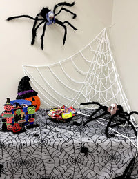 Black Lace Spider Web Table Runners for Halloween Decor