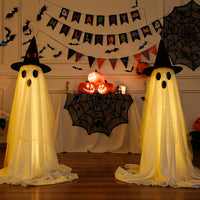 2-Pack Halloween Ghost Decorations with Remote-Controlled String Lights