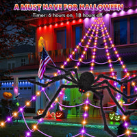 '200' Spider Web with 59' Giant Spider – Halloween Outdoor/Indoor Decor for Yard