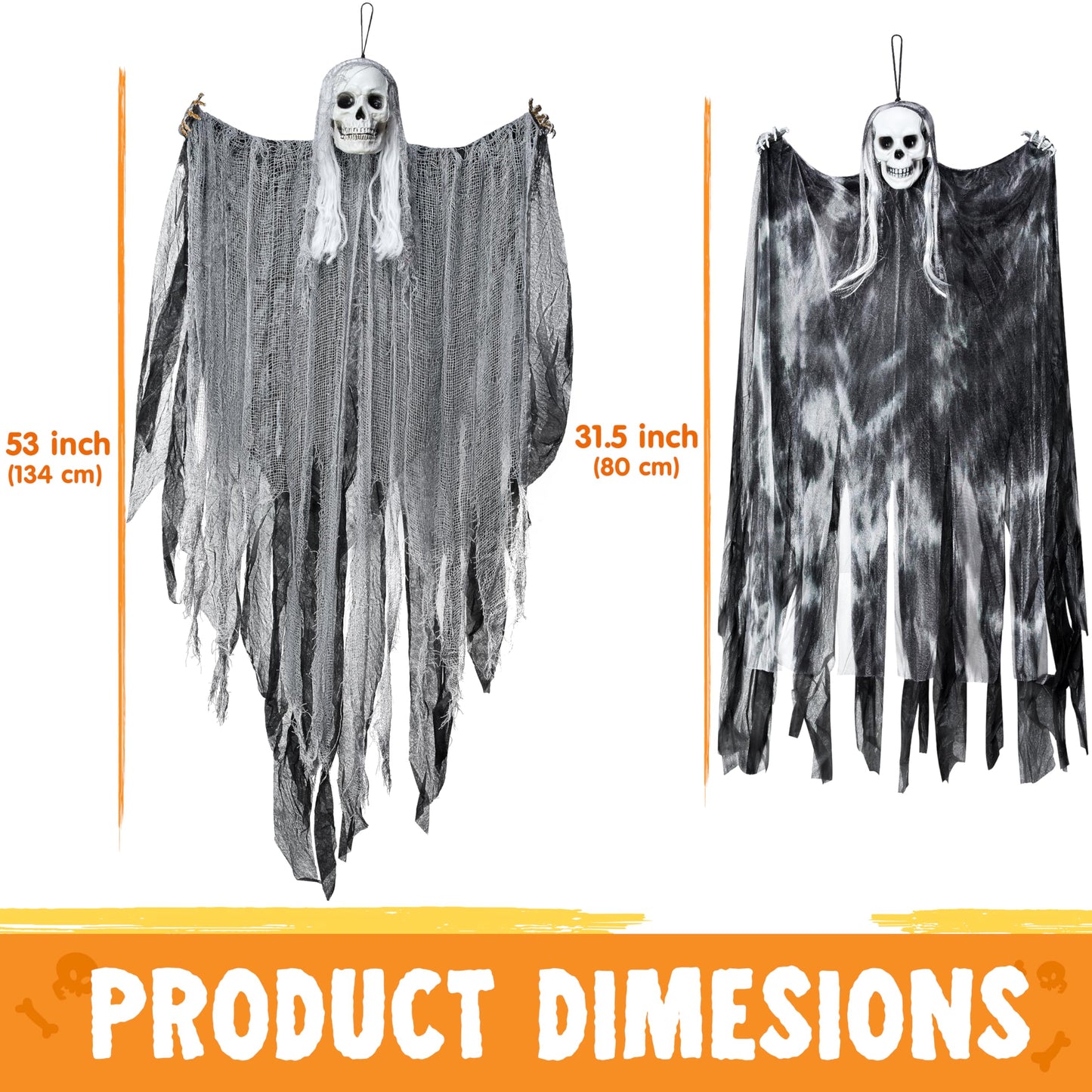 JOYIN 3-Pack Hanging Skeleton Ghosts