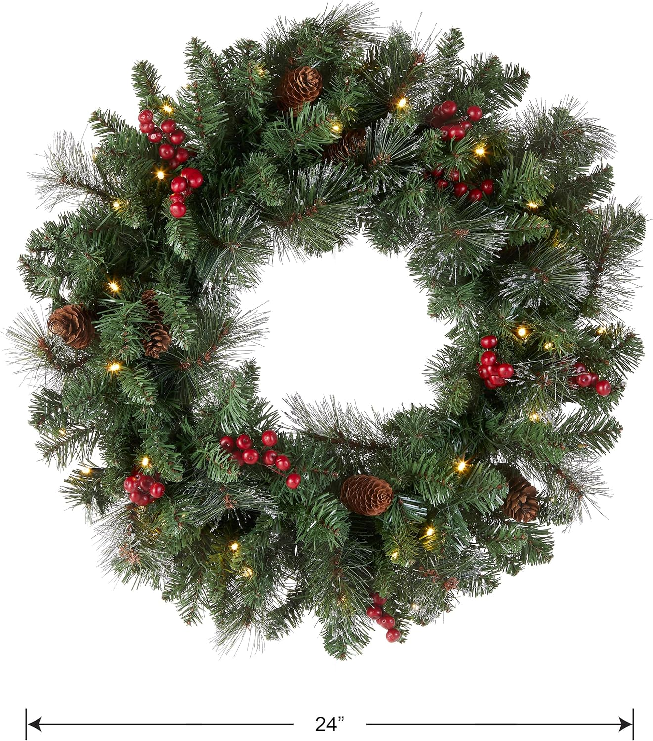 National Tree Company 24 in Pre-Lit Crestwood Spruce Artificial Christmas Wreath