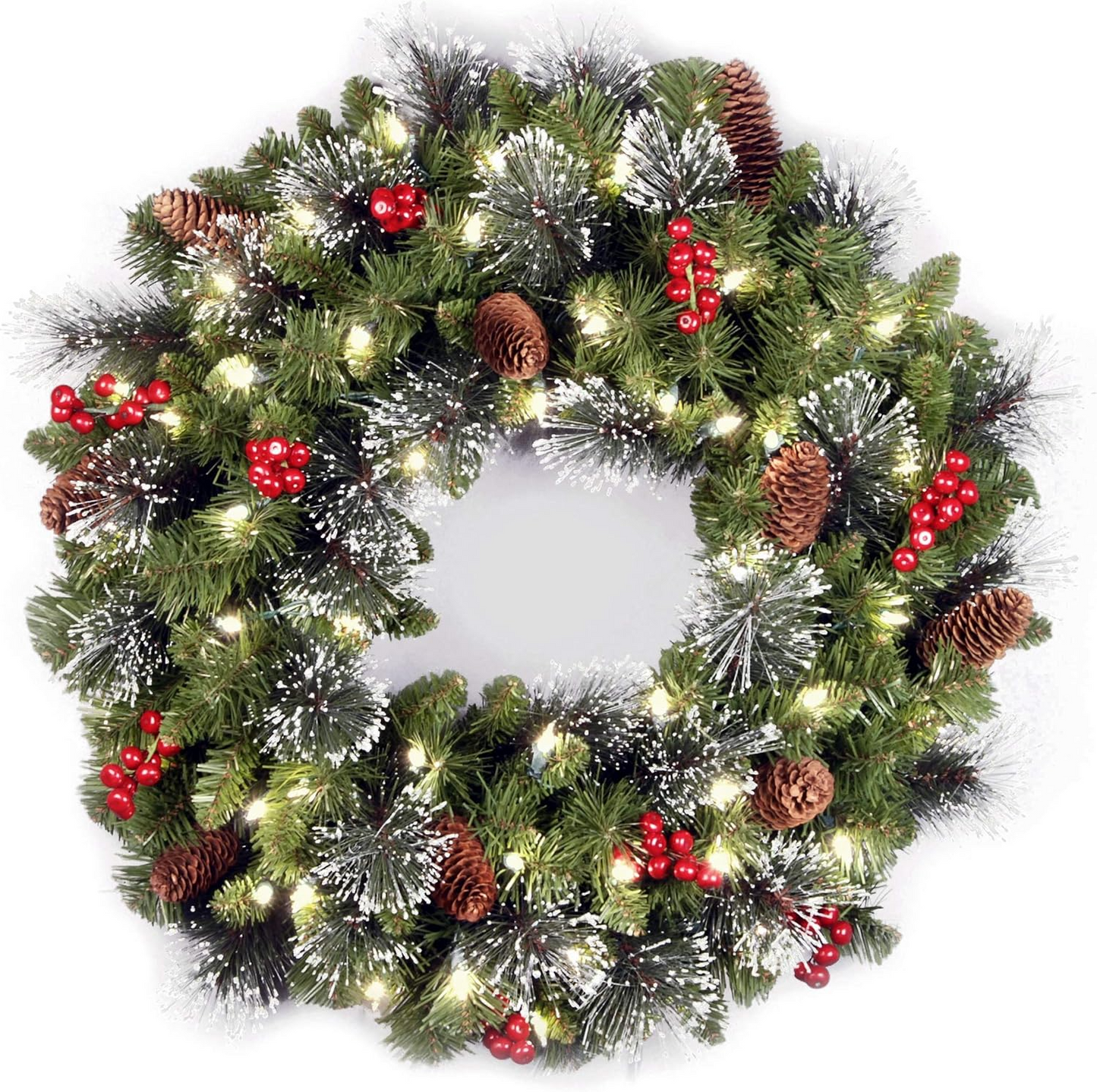 National Tree Company 24 in Pre-Lit Crestwood Spruce Artificial Christmas Wreath