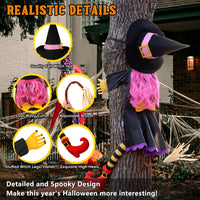 POPGIFTU 64" Large Crashing Witch into Tree Halloween Outdoor Decoration