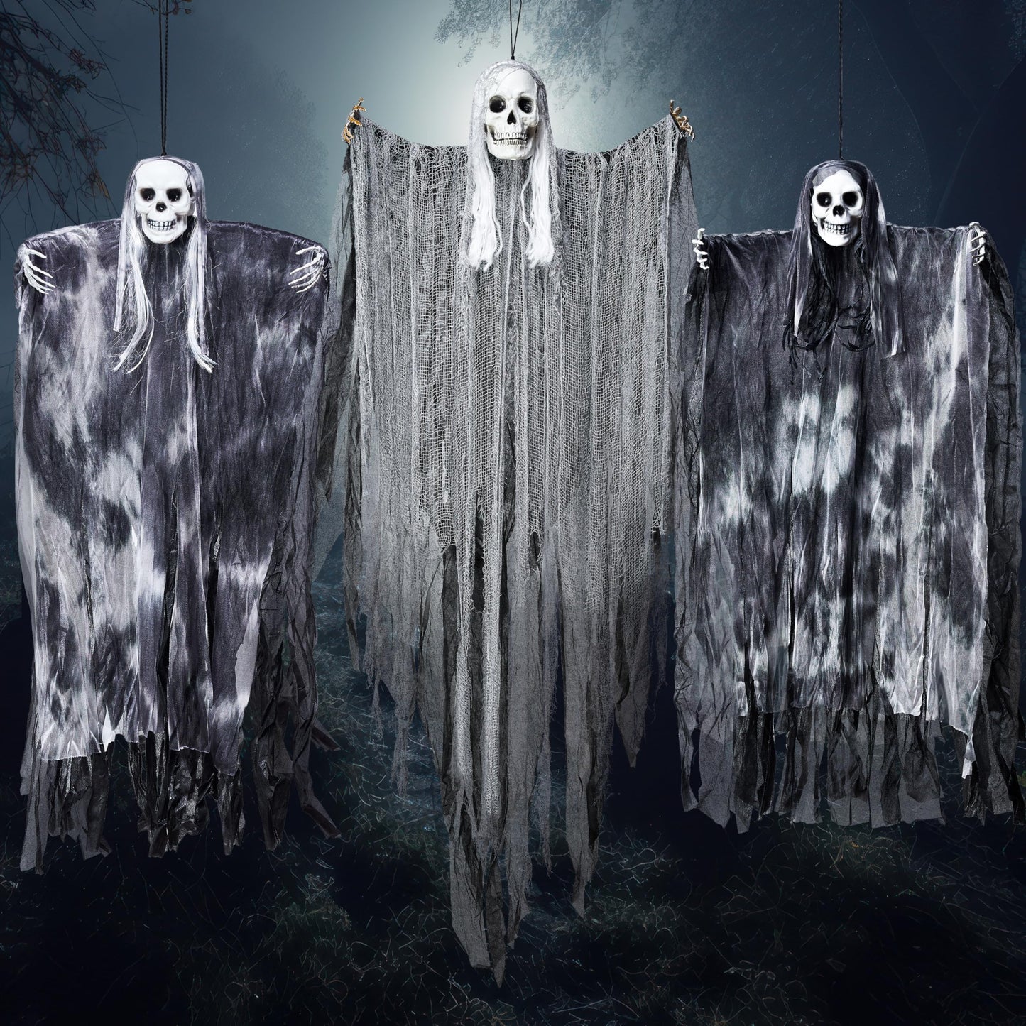 JOYIN 3-Pack Hanging Skeleton Ghosts