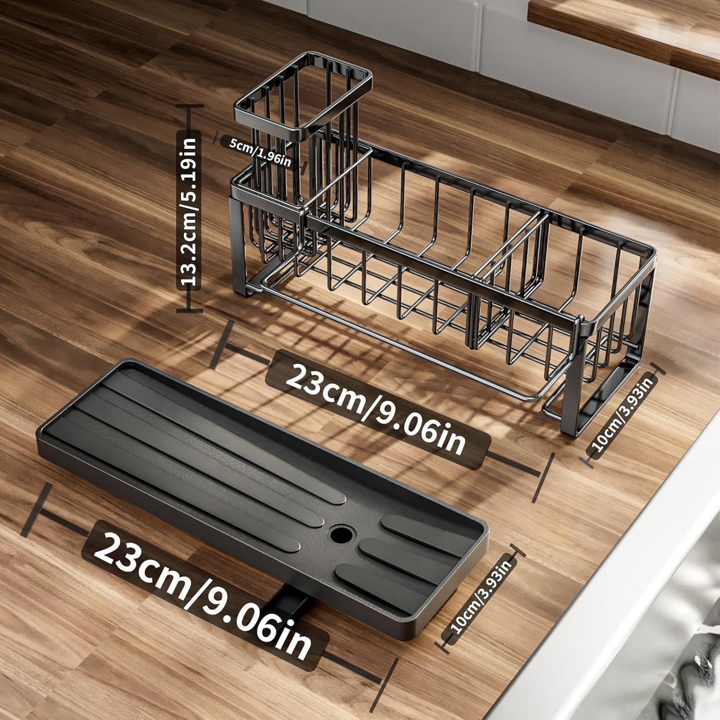 Black Stainless Steel Sink Caddy Organizer