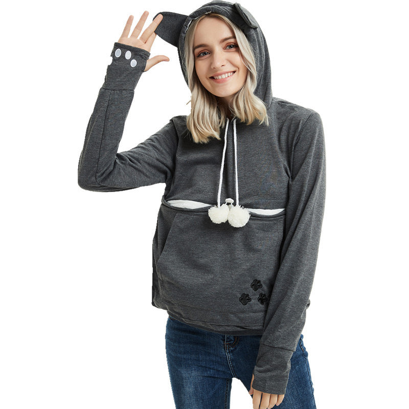 Pocketed Cat Hoodie Winter